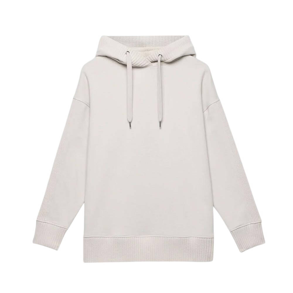 Mint Velvet Cream Cotton Blend Hooded Sweatshirt